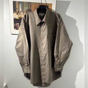 Dior Regular Fit Vintage Shirt Size 17 32/33 in light brown coffee color